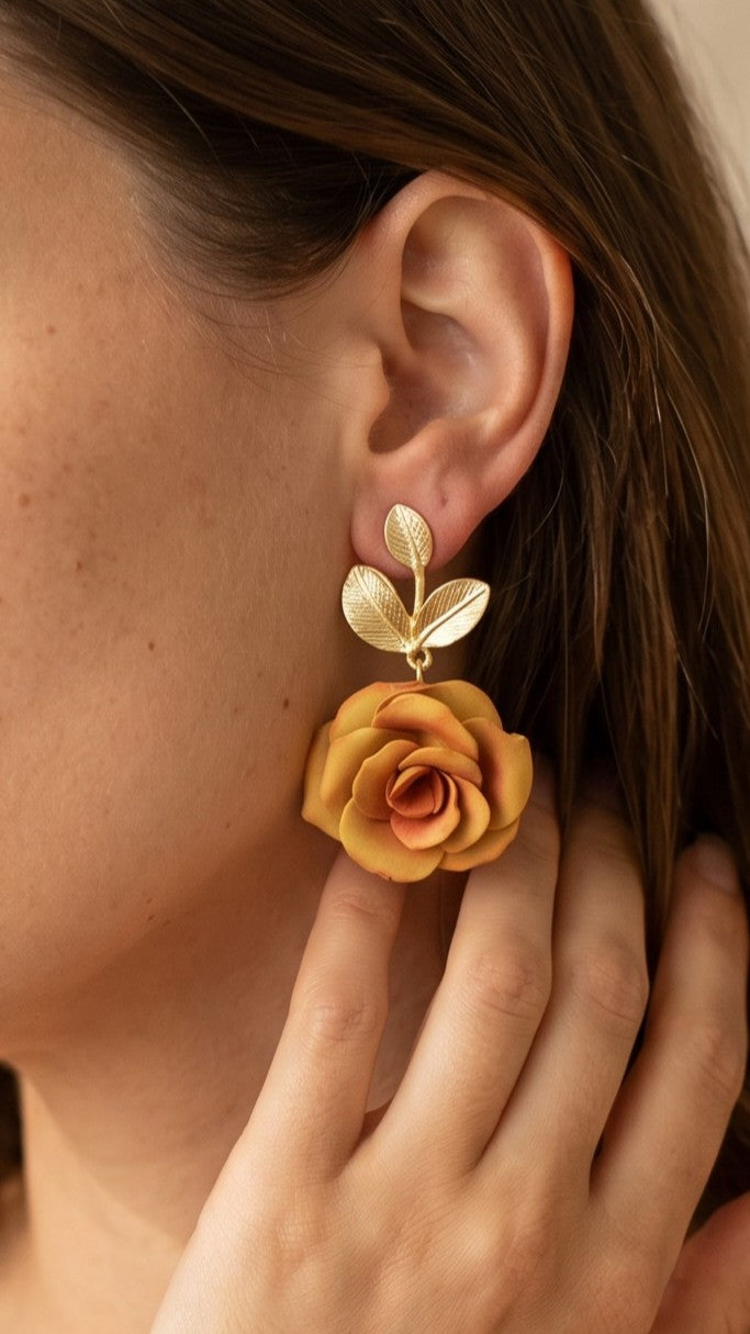ÉLORIA (grand feuillage) | Boucles d'oreilles en argile polymère