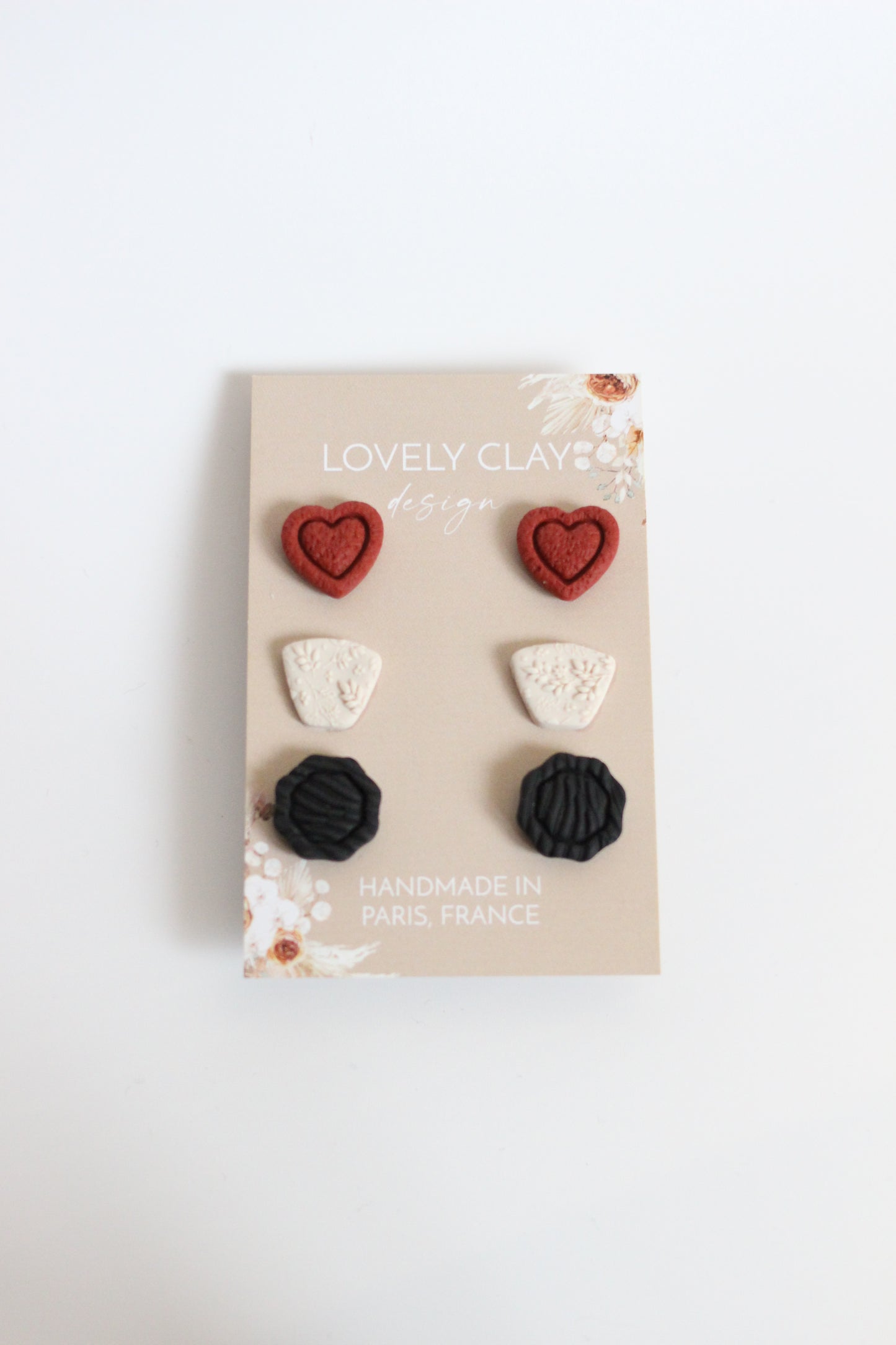 Pack clous d'oreilles "She's Lovely" | Argile polymère