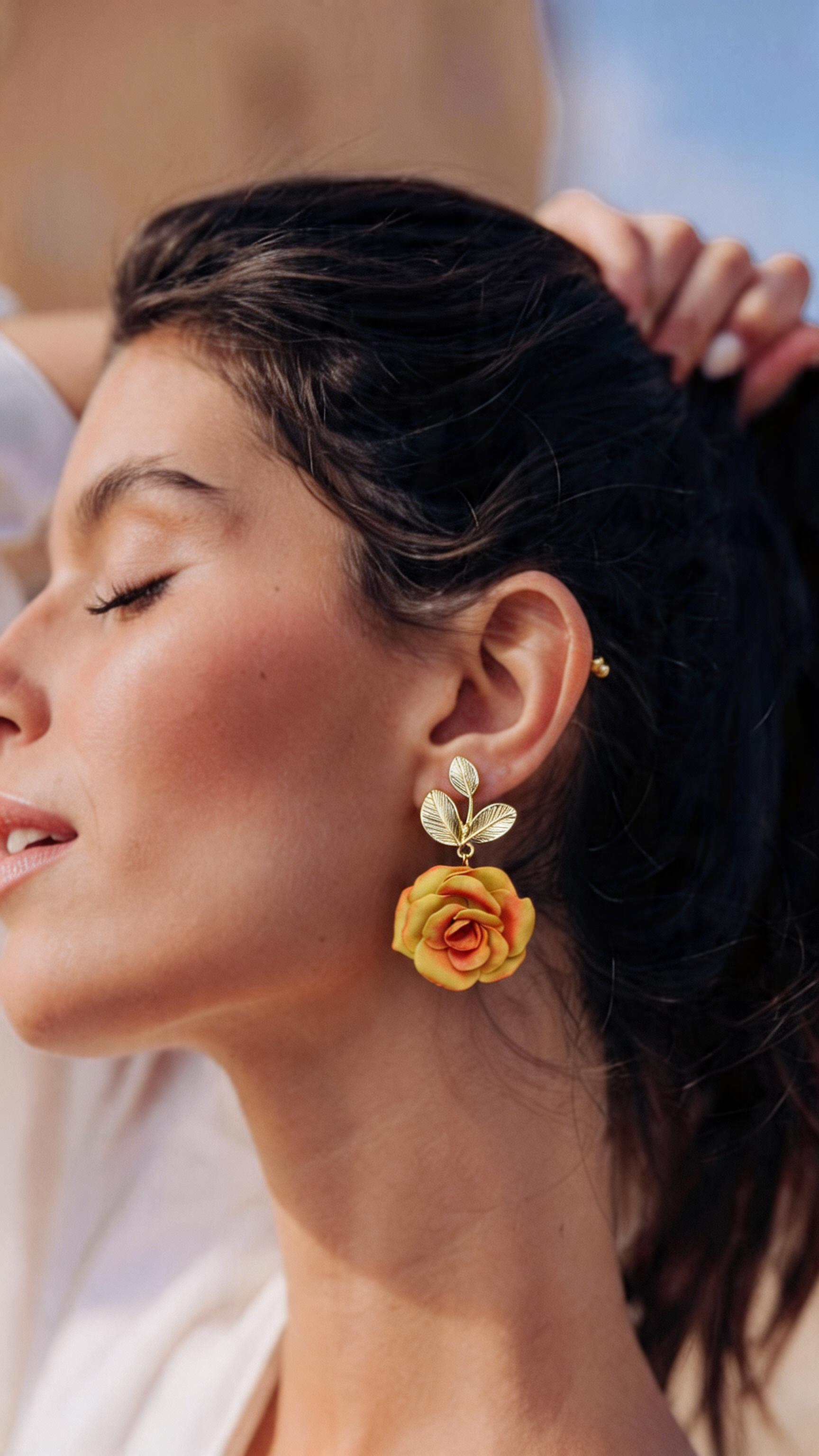 ÉLORIA (grand feuillage) | Boucles d'oreilles en argile polymère
