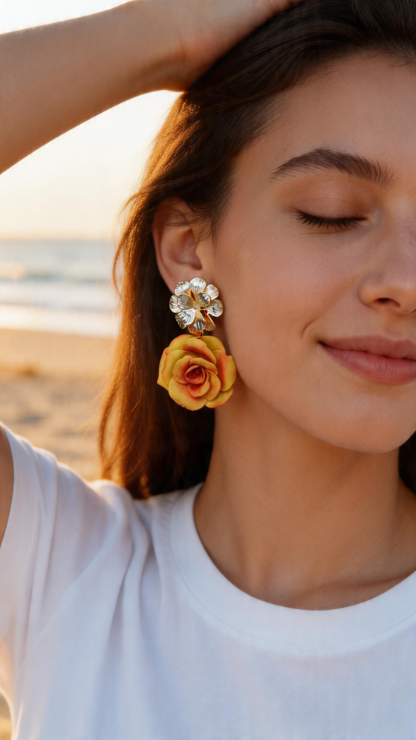 ÉLORIA (fleur) | Boucles d'oreilles en argile polymère