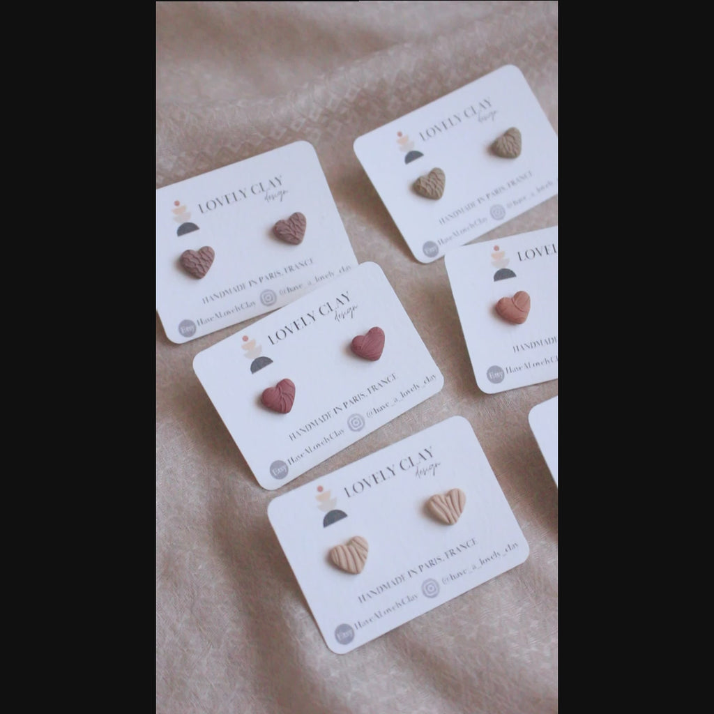 Clous d'oreilles cœur | En argile polymère