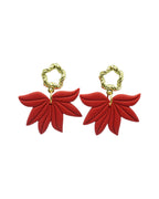 Boucles d'oreilles ROXANNE — pendentif feuilles argile polymère doré fait main