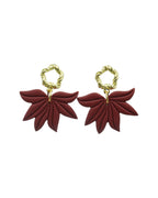 Boucles d'oreilles ROXANNE — pendentif feuilles argile polymère doré fait main