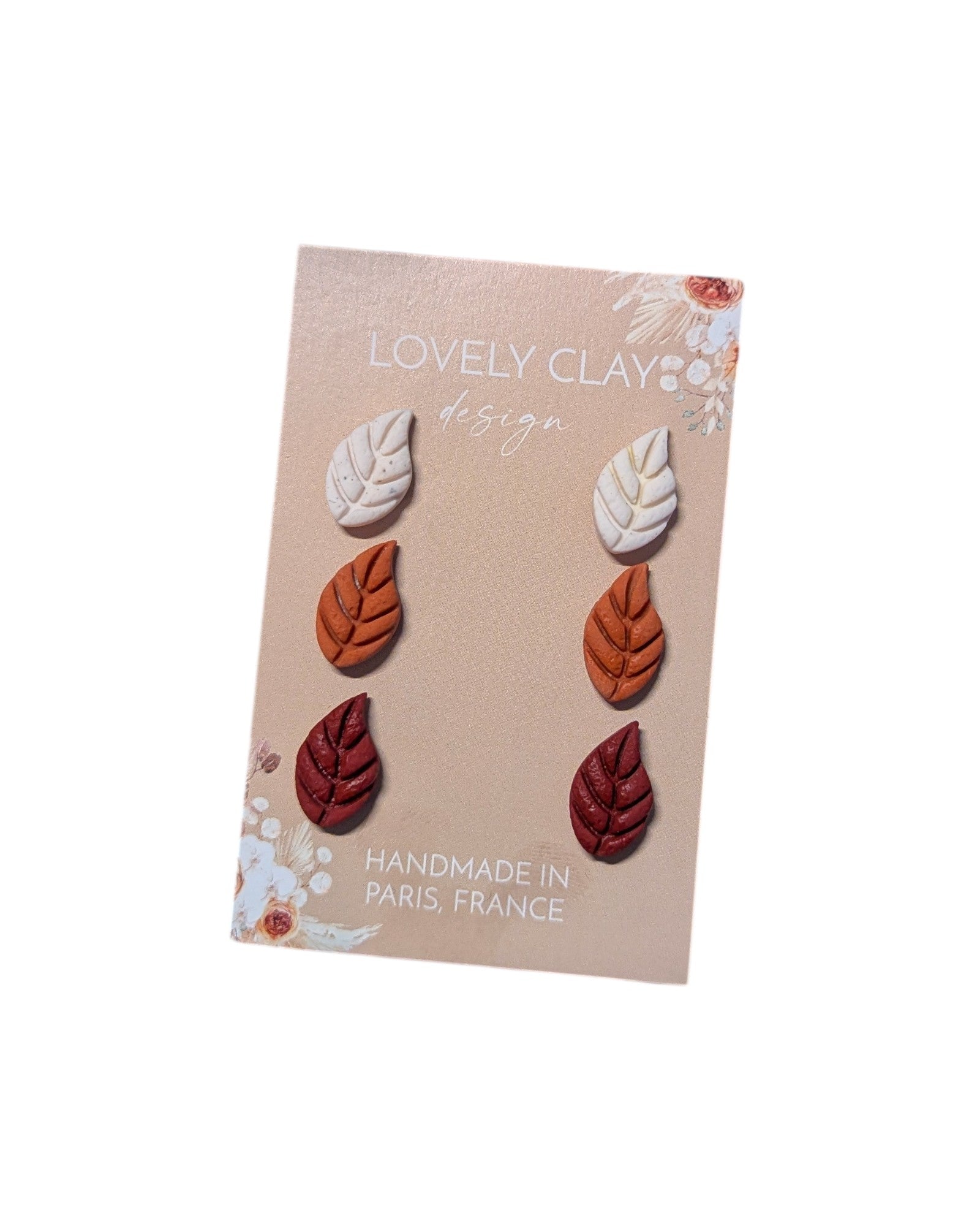 Pack clous d'oreilles "Feuillage" | Argile polymère