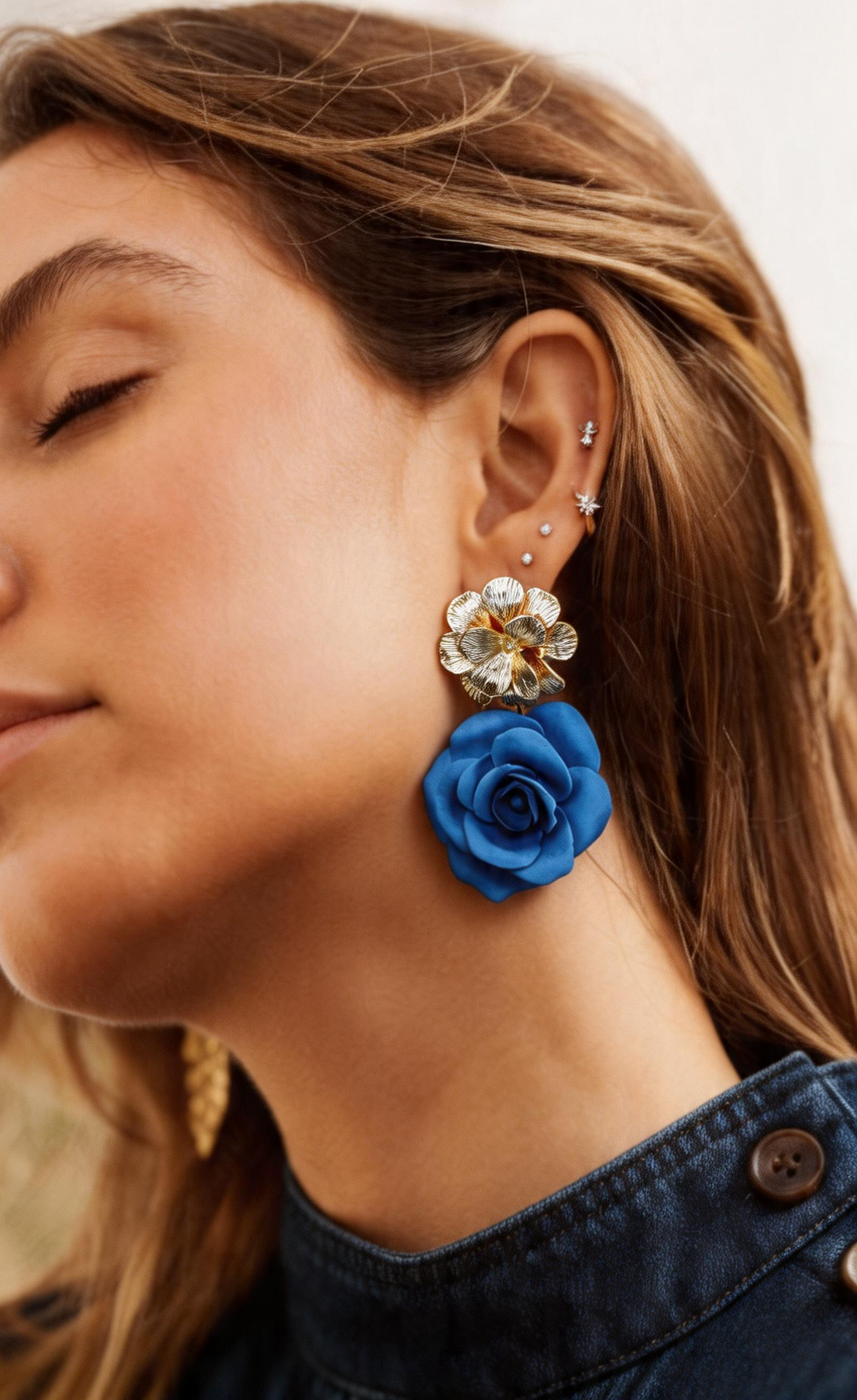 ÉLORIA (fleur) | Boucles d'oreilles en argile polymère